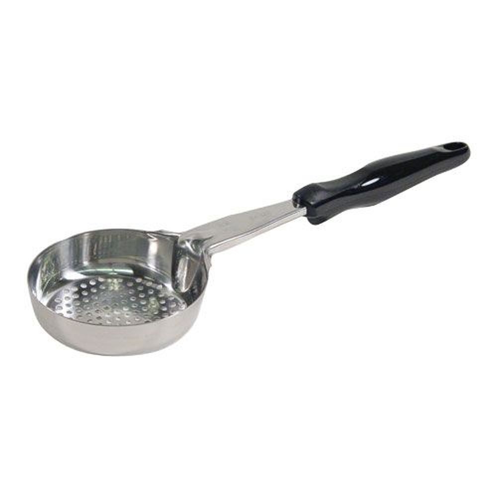 Vollrath 6432820 Heavy-duty Stainless Steel Antimicrobial One-piece Perforated Round Spoodle With Black Nylon Handle, 8 Ounce Capacity