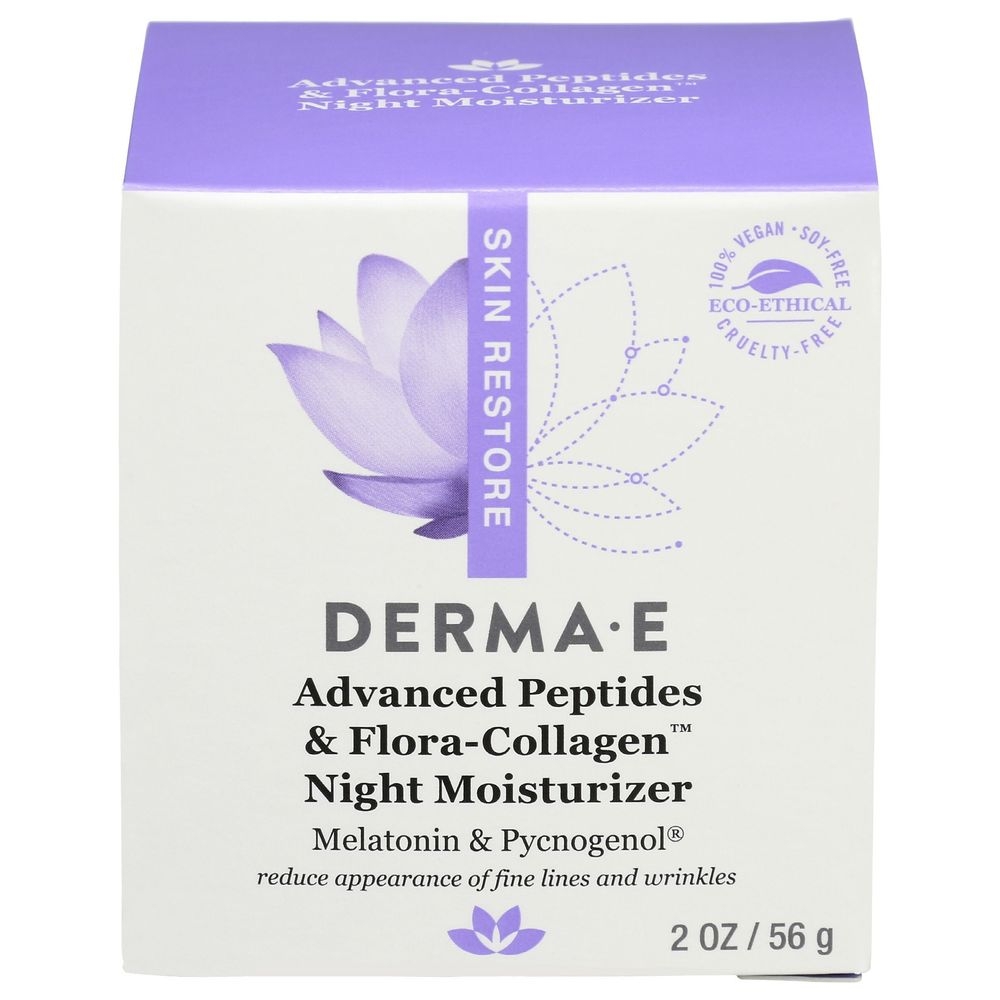 Derma E Advanced Peptides and Flora Collagen Night Moisturizer, 2 Ounce