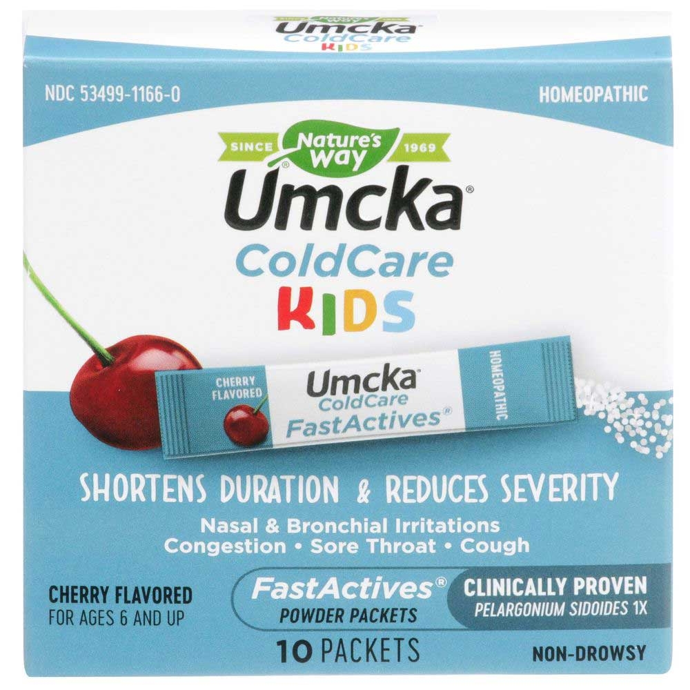 Natures Way Umcka Cold Care FastActives Cherry Flavored Powder Packet for Kids - 10 count per pack