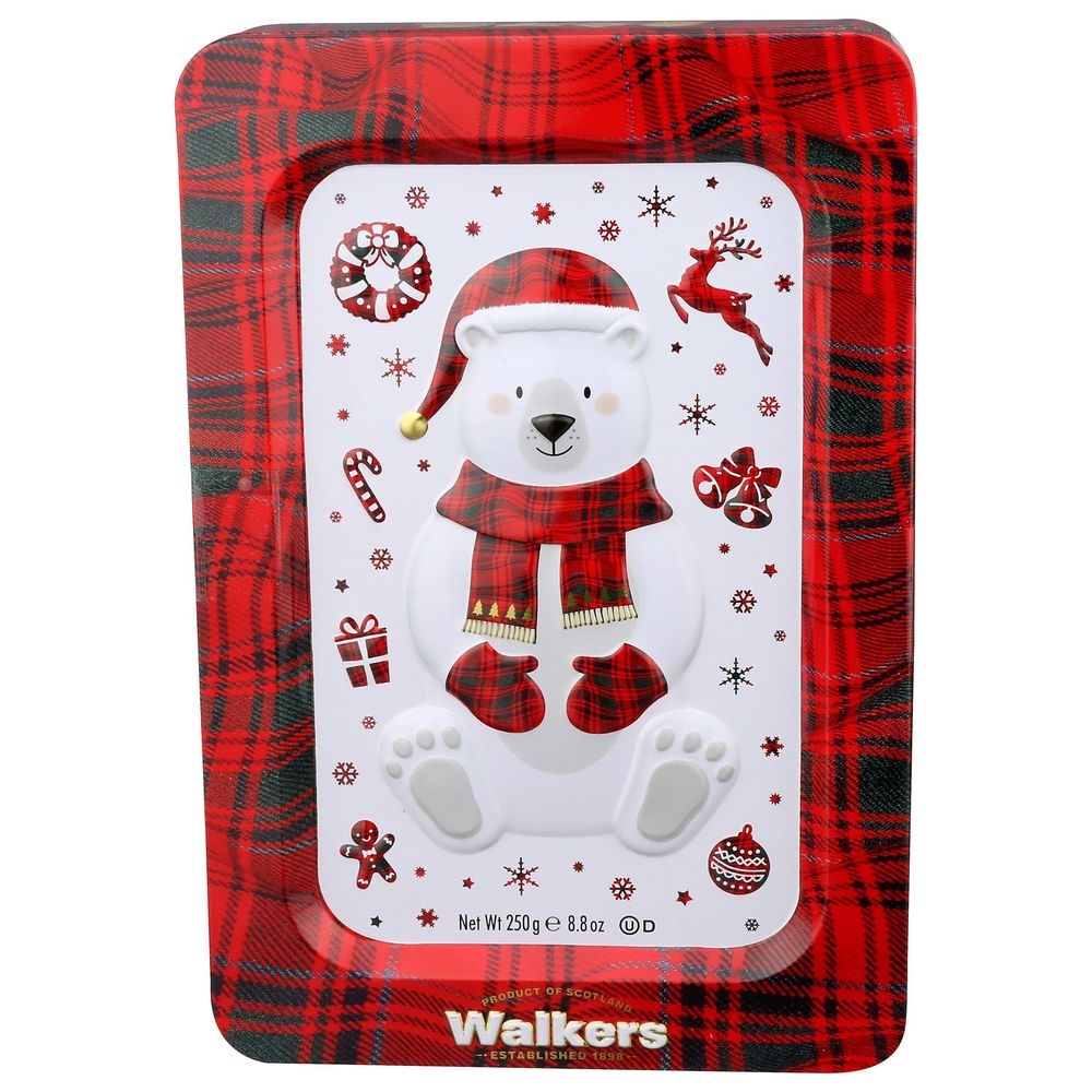 Walkers Festive Polar Bear Shortbread Cookie, 8.8 Ounce Tin -- 6 per case