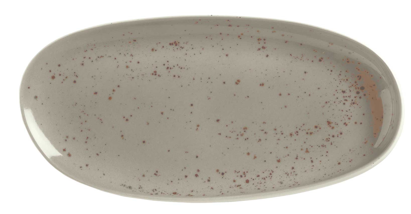 Schonwald Unique Light Gray Organic Platter, 10.25 x 5 inch -- 6 per case.