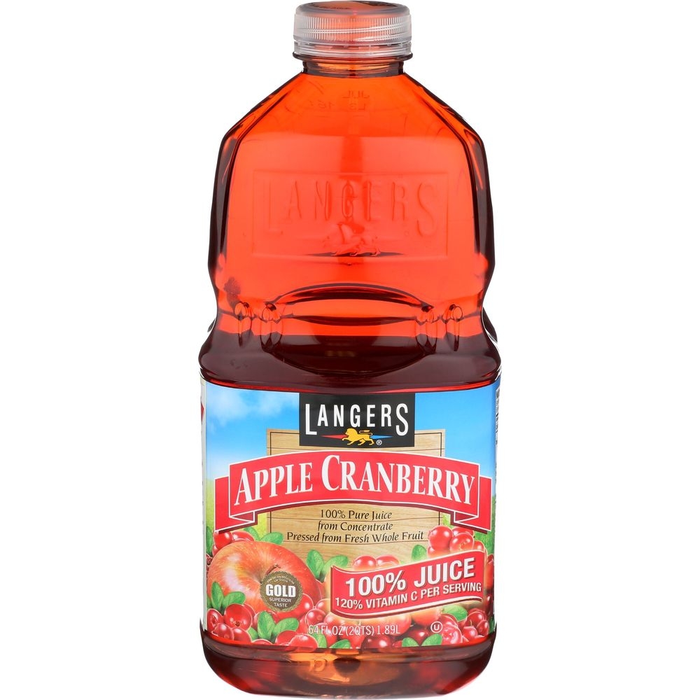 Langers 100 Percent Apple Cranberry Juice, 64 Fluid Ounce -- 8 per case