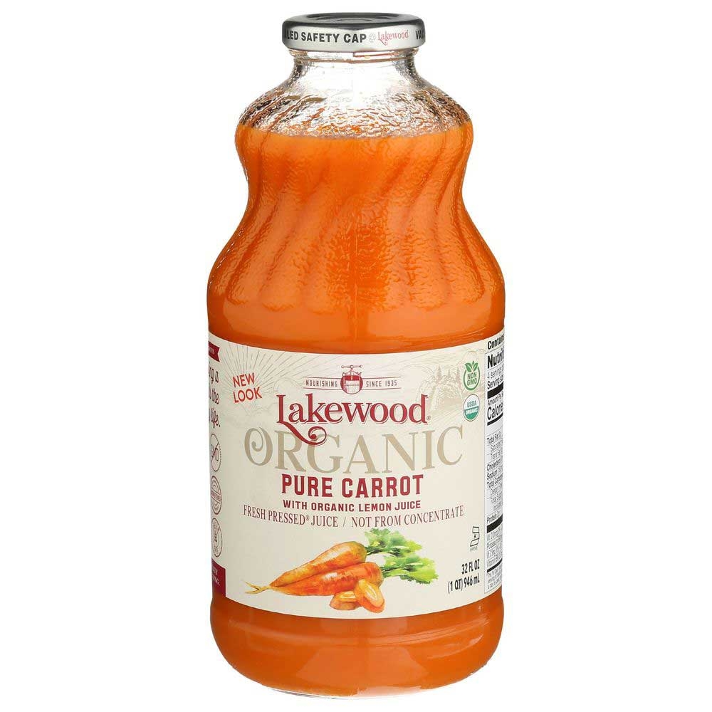 Lakewood Organic Pure Carrot with Lemon Juice, 32 Fluid Ounce -- 6 per case