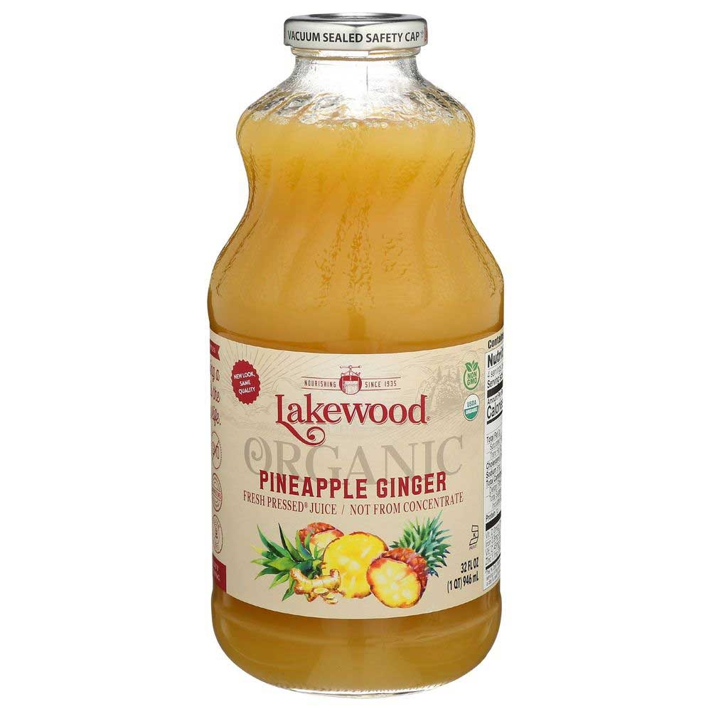 Lakewood Organic Pineapple Ginger Juice, 32 Ounce -- 6 per case