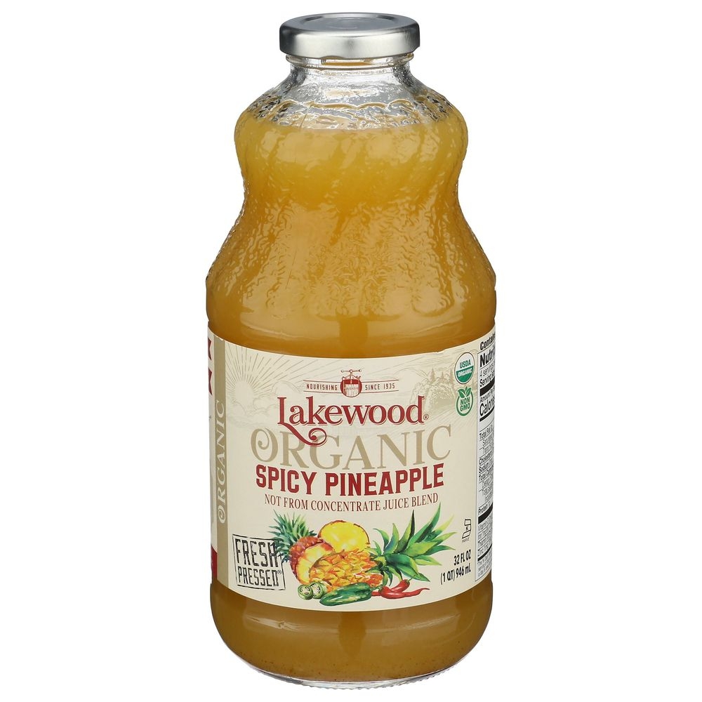 Lakewood Organic Spicy Pineapple Juice, 32 Fluid Ounce -- 6 per case