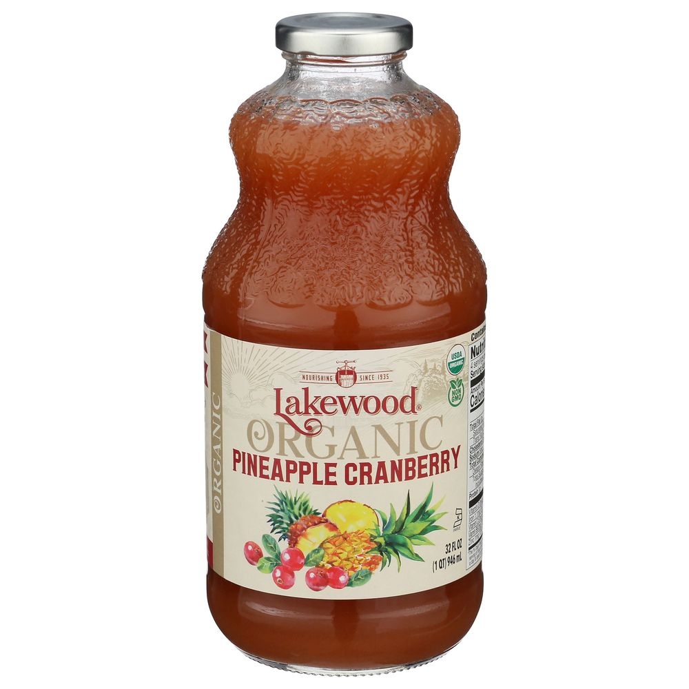 Lakewood Organic Pineapple Cranberry Juice, 32 Fluid Ounce -- 6 per case