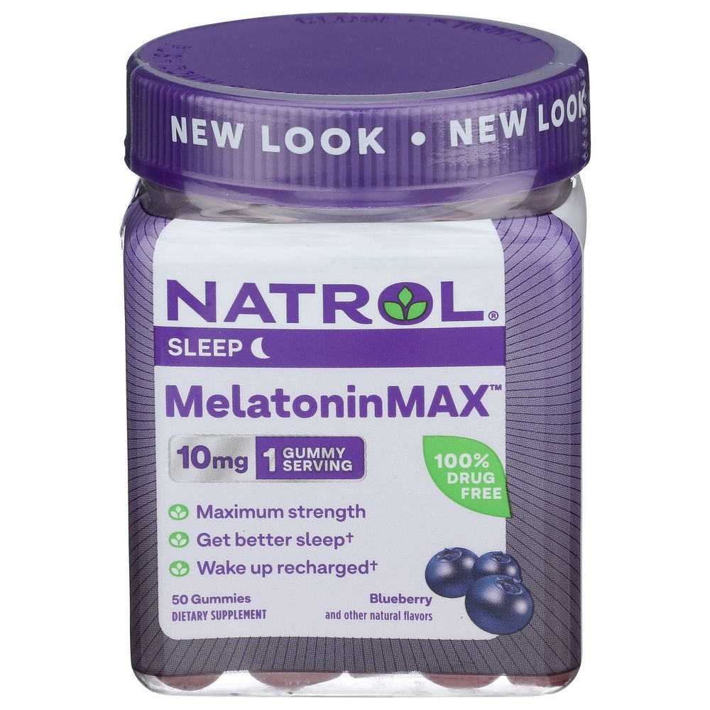 Natrol MelatoninMax Sleep Support Maximum Strength Blueberry Gummies, 50 count
