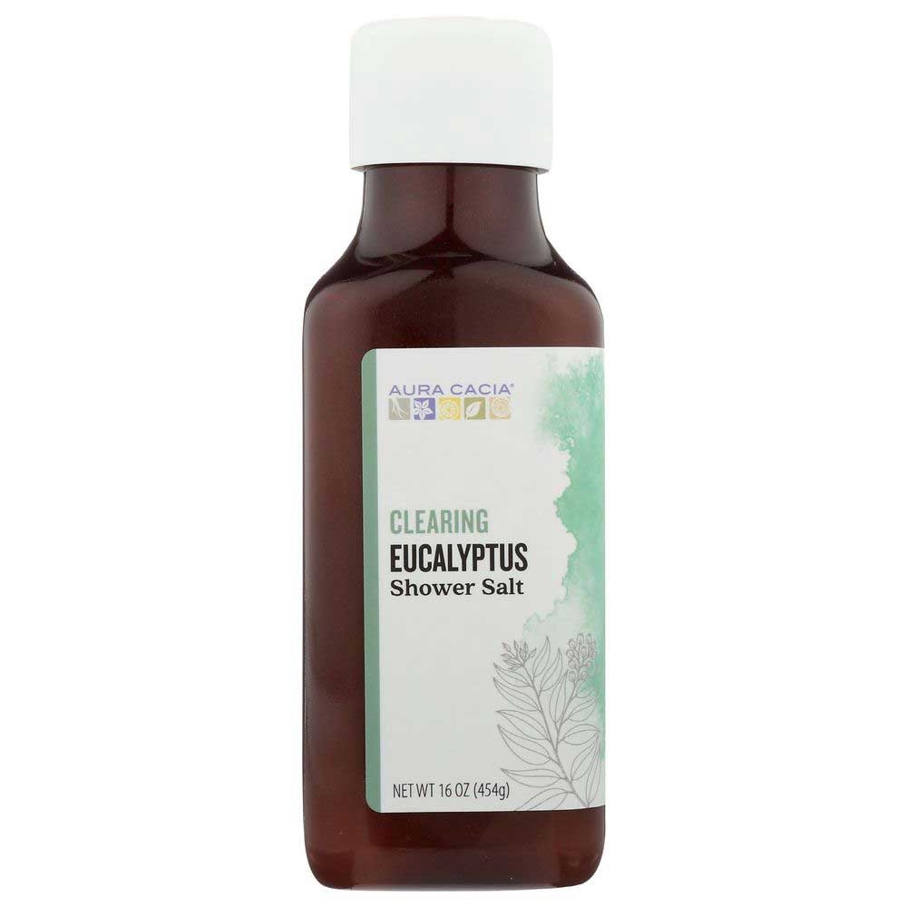 Aura Cacia Clearing Eucalyptus Shower Salt, 16 Ounce