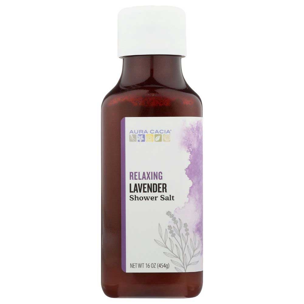 Aura Cacia Relaxing Lavender Peppermint Shower Salt, 16 Ounce