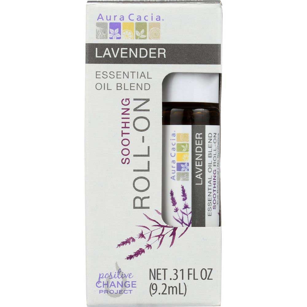 Aura Cacia Lavender Soothing Essential Oil Blend Roll On, 0.31 Fluid Ounce -- 4 per case
