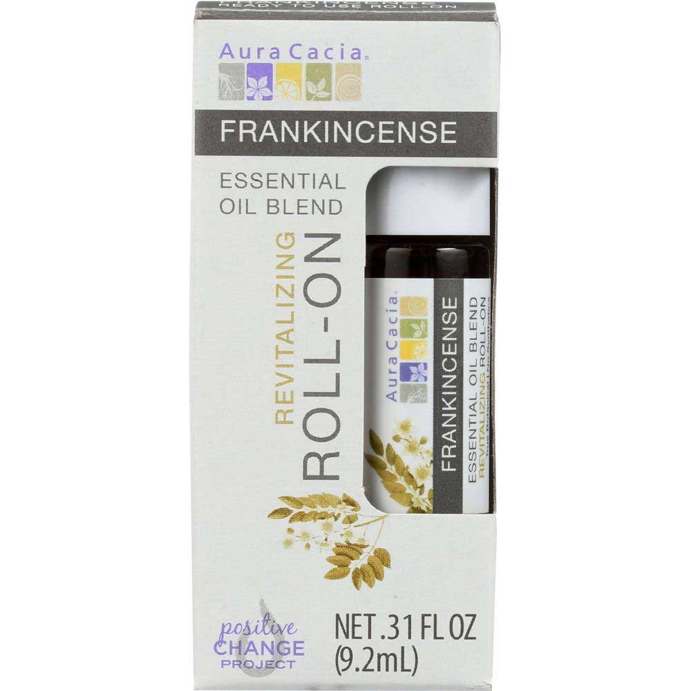 Aura Cacia Frankincense Revitalizing Essential Oil Blend Roll On, 0.31 Fluid Ounce -- 4 per case