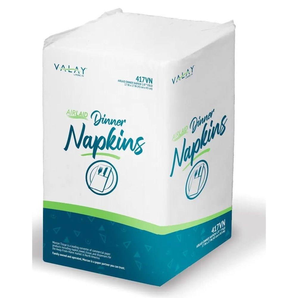 Morcon Airlaid Valay White 8 Fold 1-Ply Dinner Napkin, 50 count -- 6 per case
