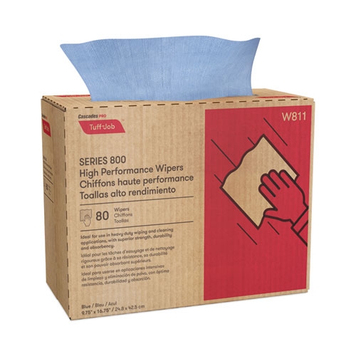 Cascades PRO Blue Tuff-Job Spunlace Towel - Pop Up Box, 9.75 x 16.75 inch -- 400 per case
