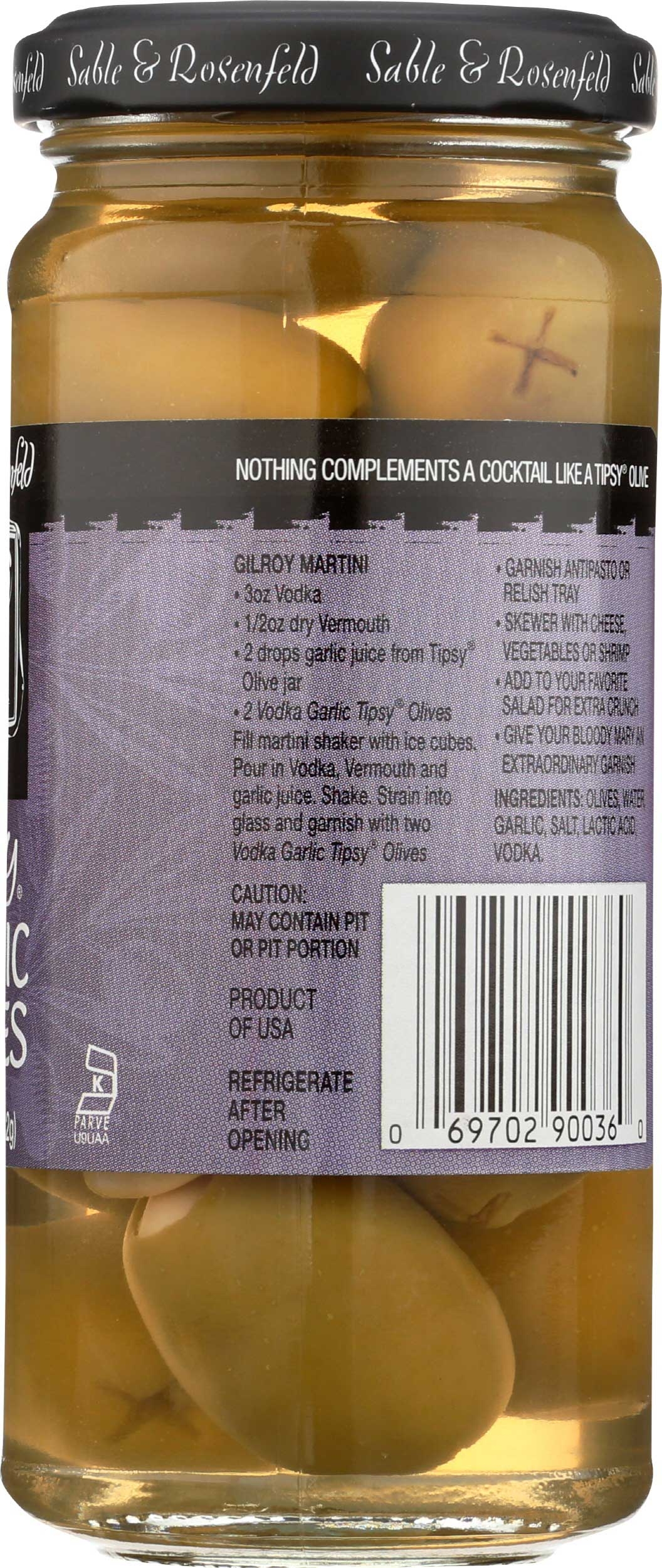 Sable & Rosenfeld Vodka Tipsy Garlic Olive, 5 Ounce -- 6 Per Case