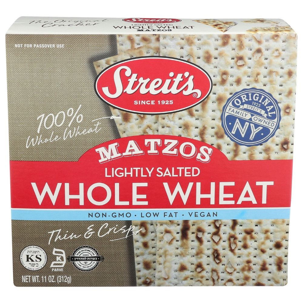 Streits Lightly Salted Whole Wheat Matzo, 11 Ounce -- 12 per case