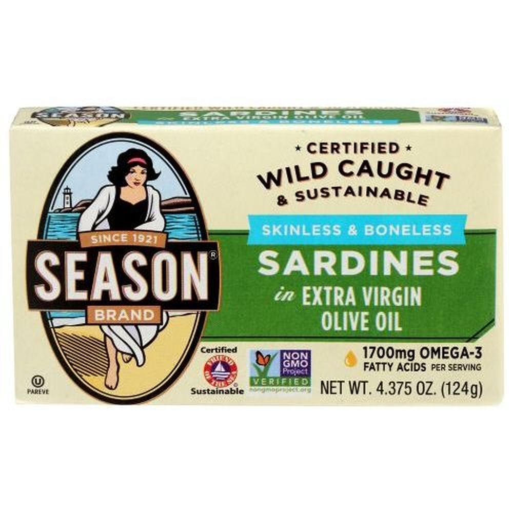 Season Skinless and Boneless Sardine in Extra Virgin Olive Oil, 4.375 Ounce -- 12 per case