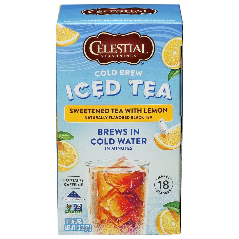 Celestial Seasonings Sweetened Cold Brew Iced Tea with Lemon, 18 tea bags -- 6 per case