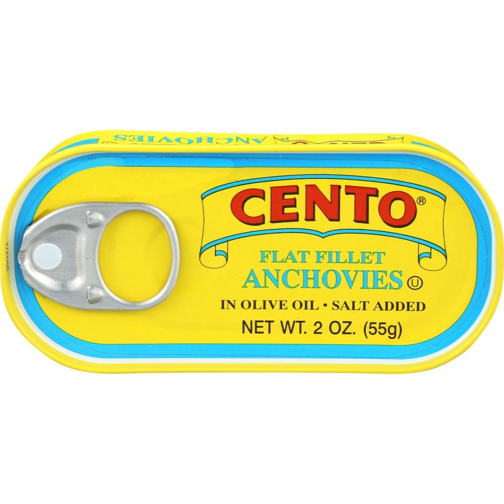 Cento Flat Fillets of Anchovies in Olive Oil, 2 Ounce -- 25 per case