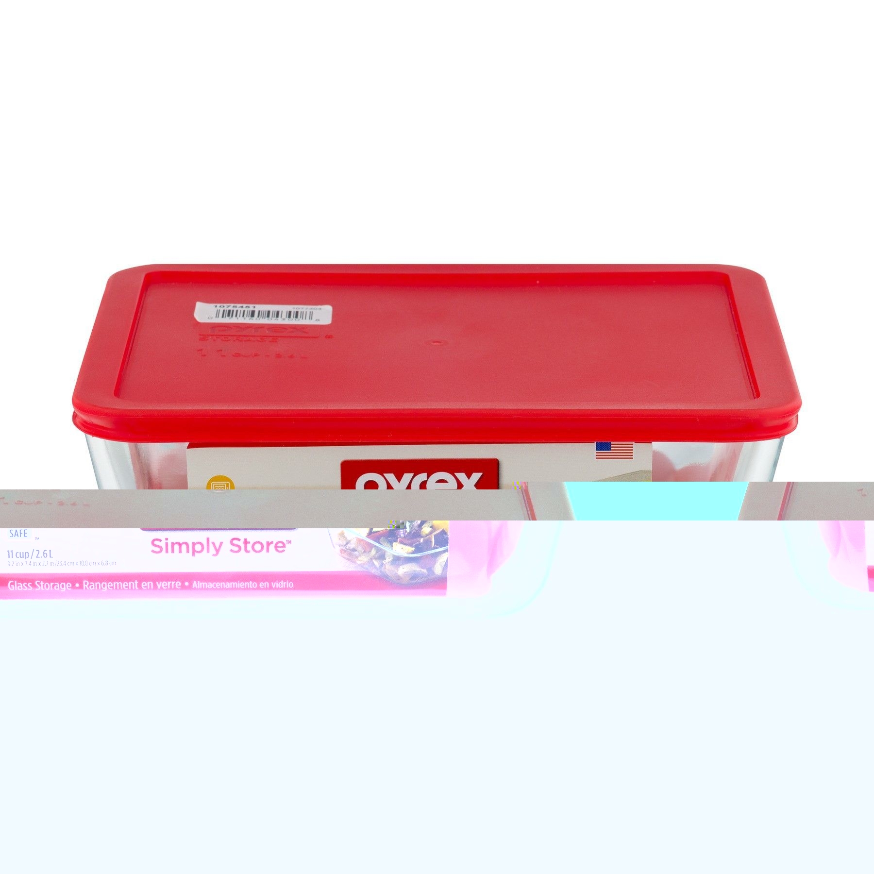Pyrex Clear 11 Cup Food Storage Container with Plastic Red Lid -- 2 per case