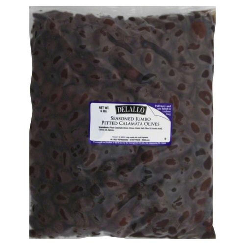 Delallo Seasoned Jumbo Pitted Calamata Olives, 5 Pound -- 2 Per Case