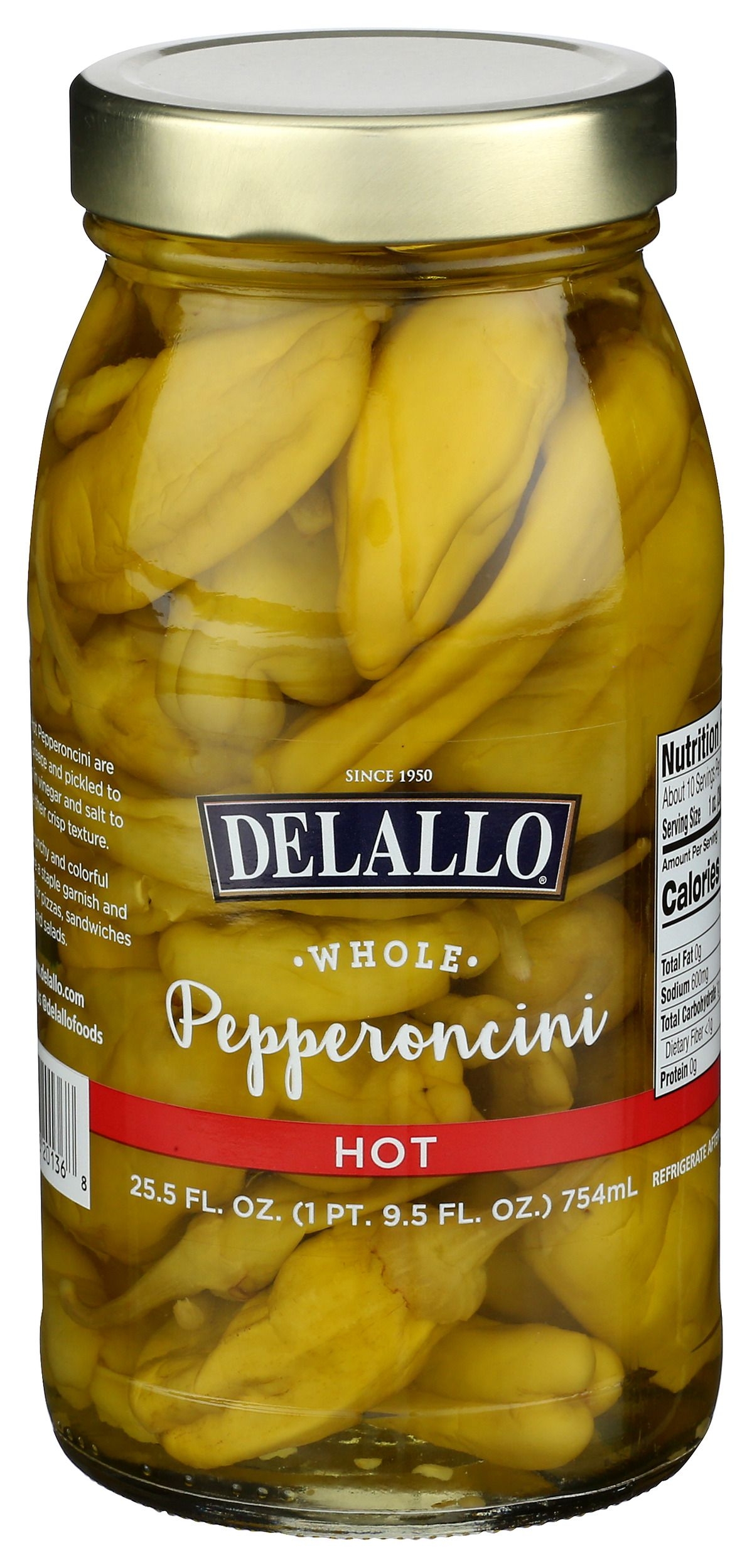 Delallo Hot Pepperoncini, 25.5 Ounce -- 6 per case