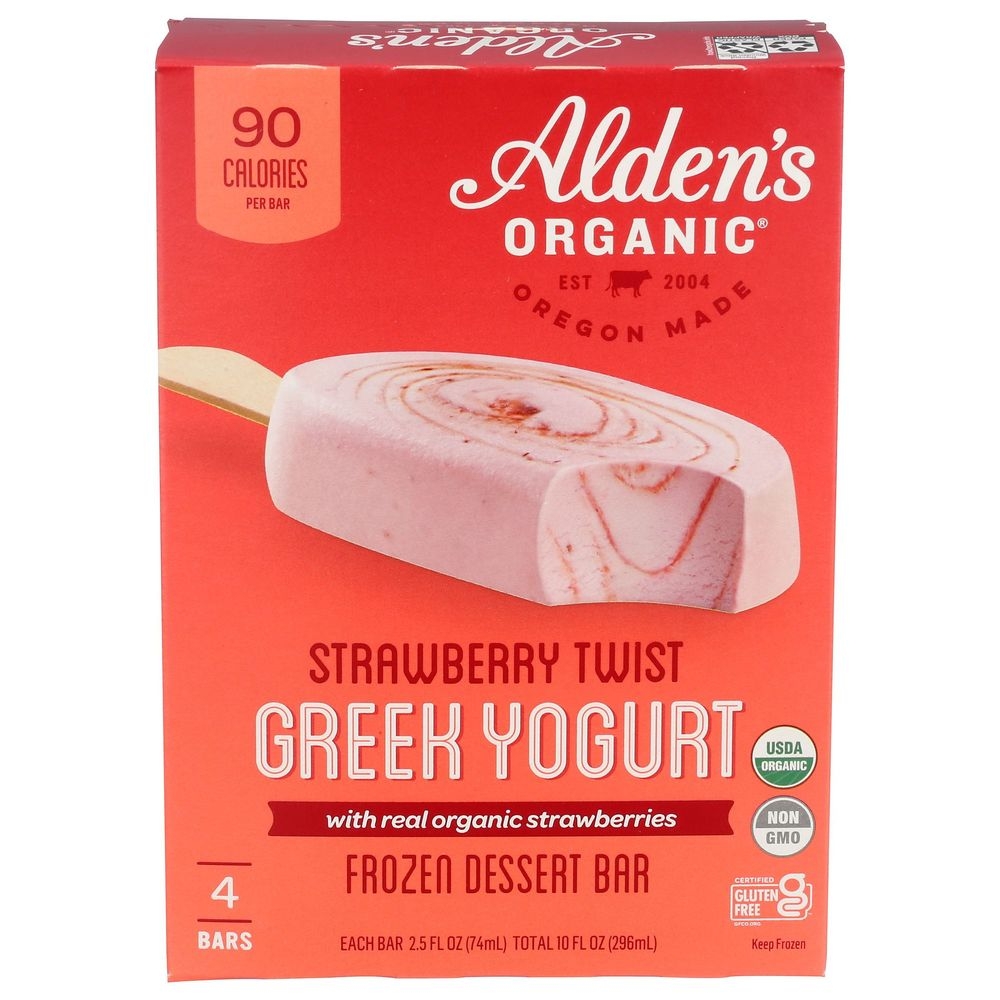 Aldens Organic Strawberry Twist Greek Yogurt Bar, 10 Ounce -- 12 per case