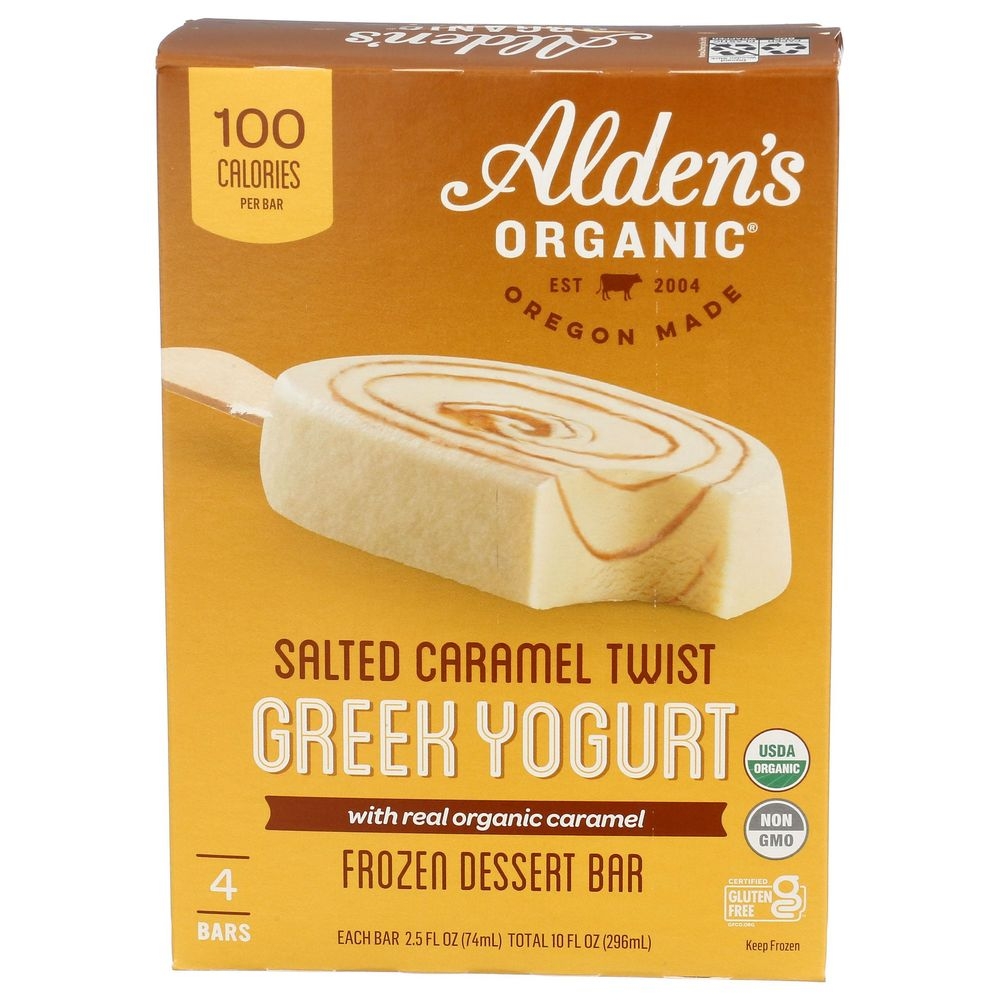 Aldens Organic Salted Caramel Twist Greek Yogurt Bar, 10 Ounce -- 12 per case