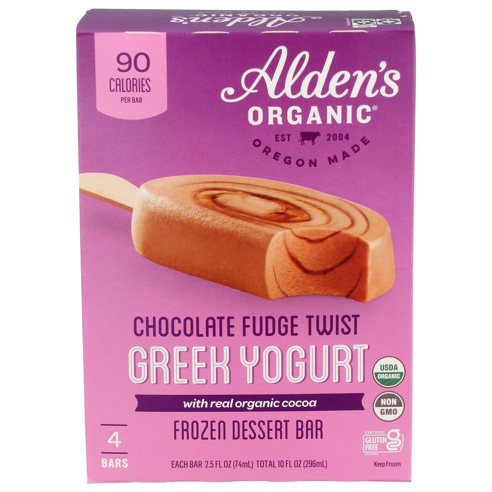 Aldens Organic Chocolate Fudge Twist Greek Yogurt Bar, 10 Ounce -- 12 per case