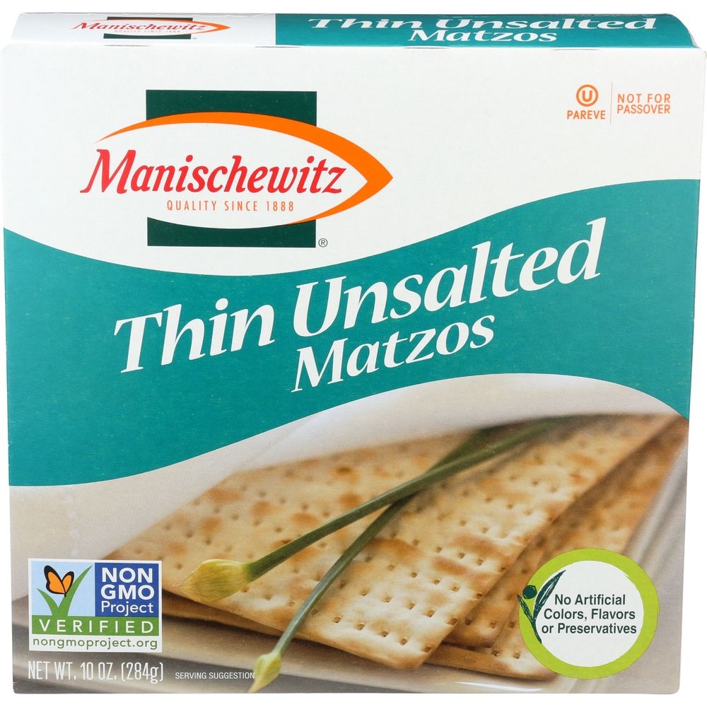 Manischewitz Thin Unsalted Matzo, 10 Ounce -- 12 per case