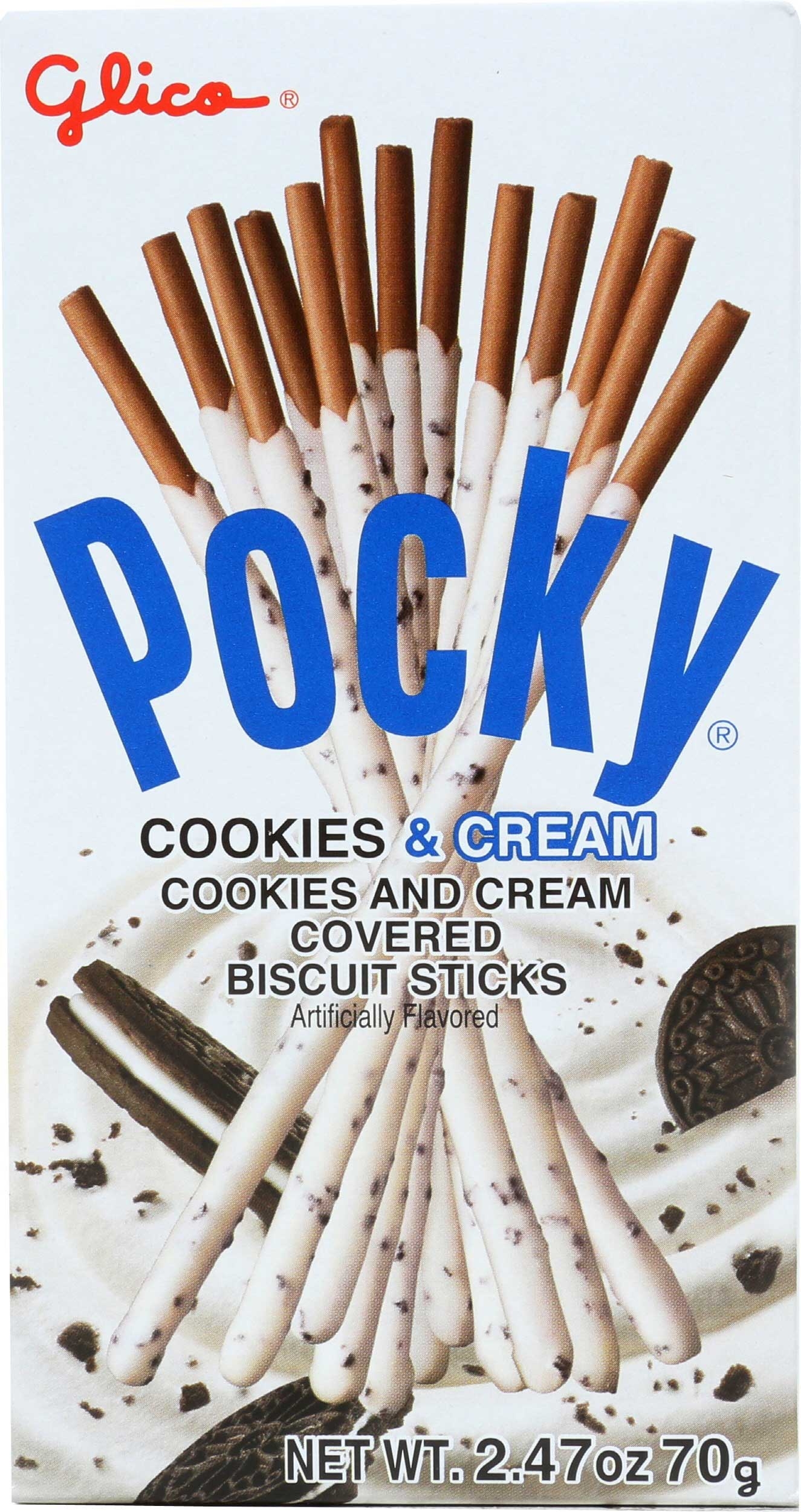 Glico Pocky Cookies and Cream Covered Biscuit Sticks, 2.47 Ounce -- 10 per case