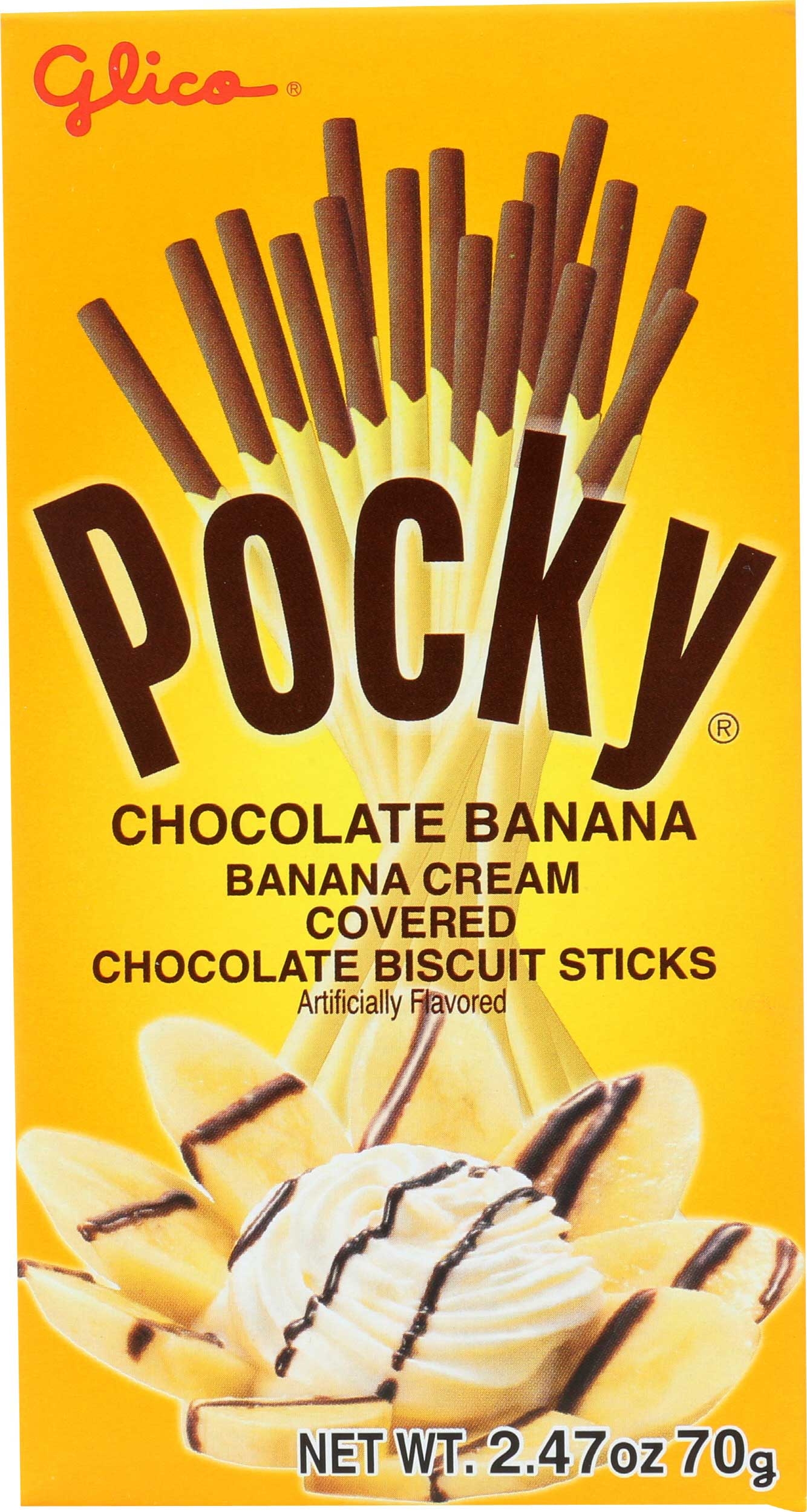 Glico Pocky Banana Covered Chocolate Biscuit Sticks, 2. 47 Ounce -- 10 per case