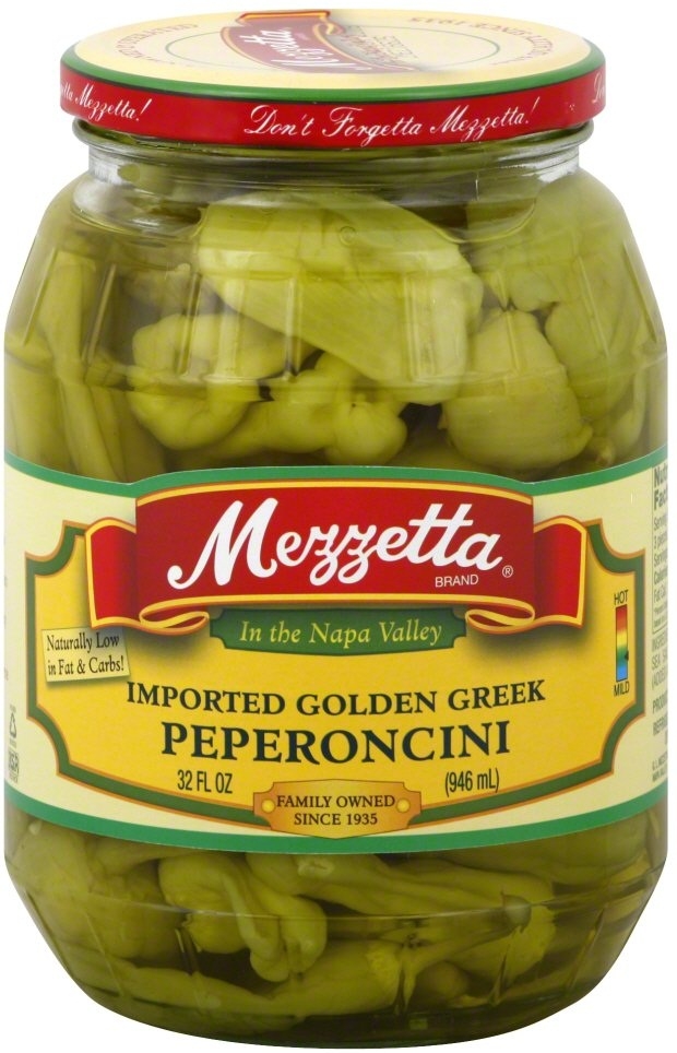 Mezzetta Imported Golden Greek Peperoncini, 32 Ounce -- 6 per case