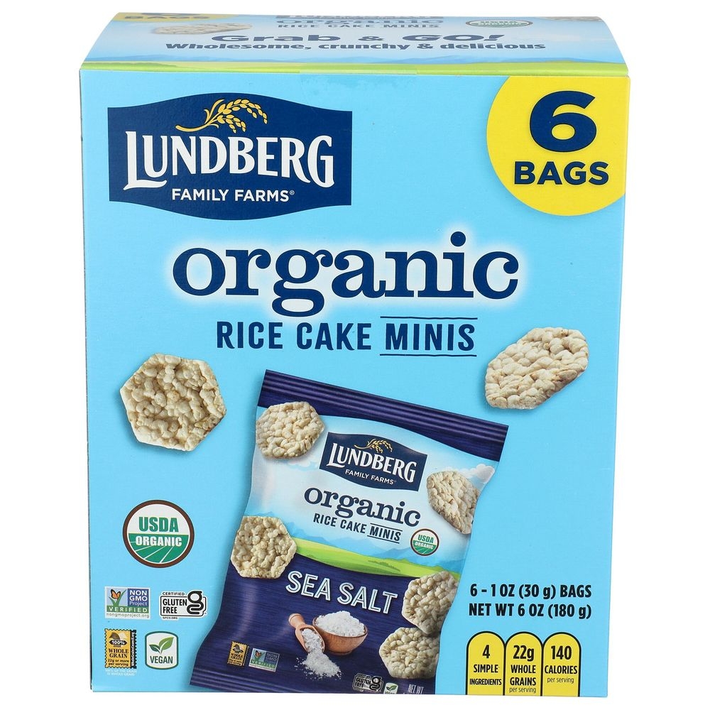 Lundberg Family Farms Organic Sea Salt Mini Rice Cake, 6 Ounce -- 4 per case