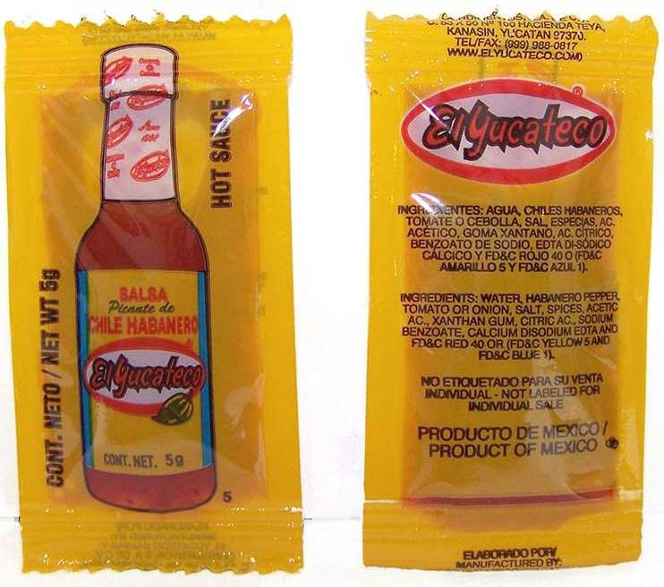 El Yucateco Red Habanero Sauce, 5 Gram -- 300 per case
