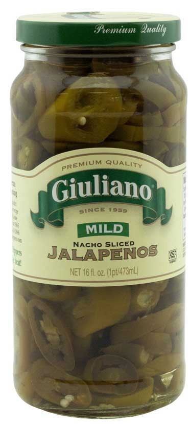 Giuliano Mild Nacho Sliced Jalapenos, 16 Ounce -- 6 per case