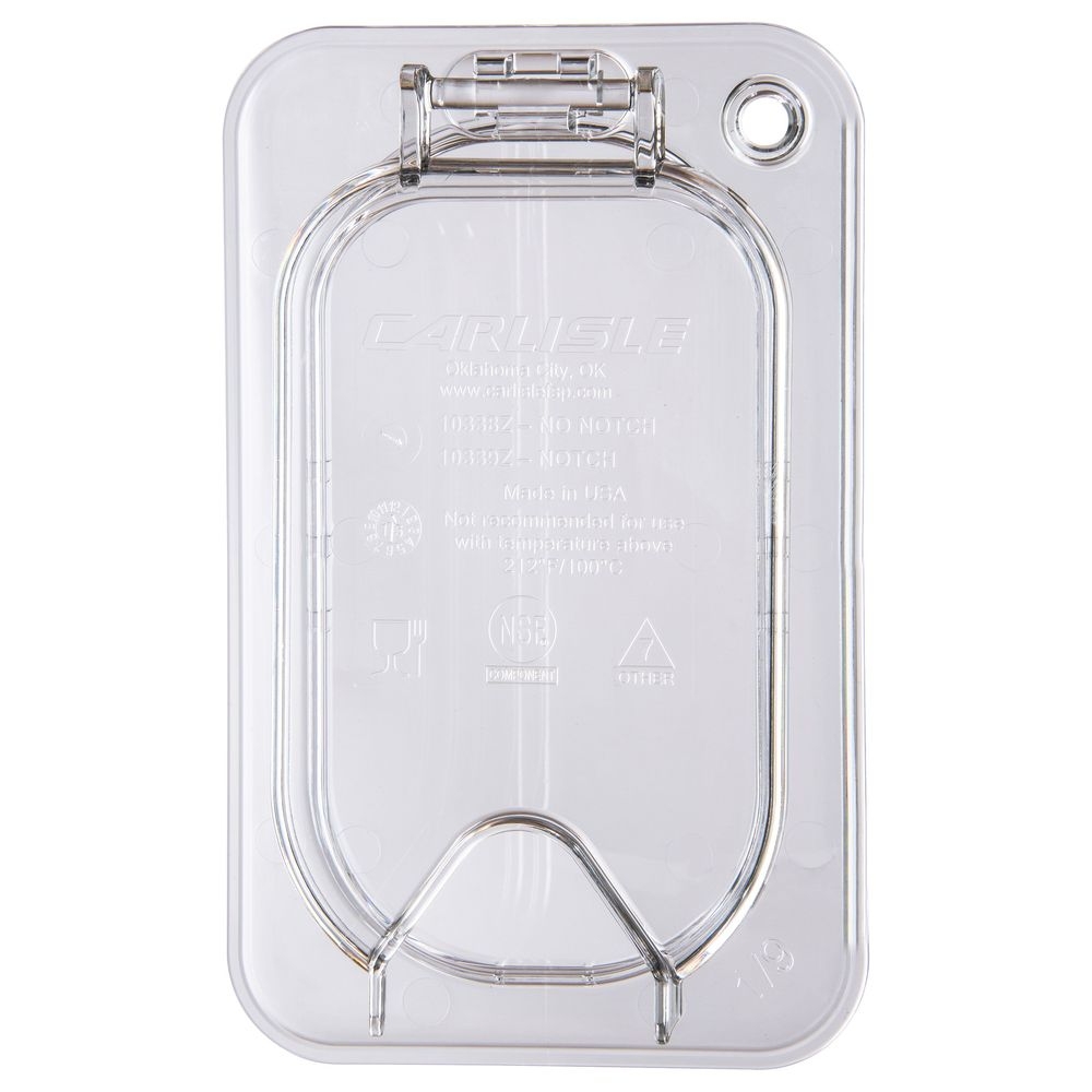 Carlisle 10339Z07 StorPlus Polycarbonate Clear Ninth Size EZ Access Hinged Notched Universal Food Pan Cover Only