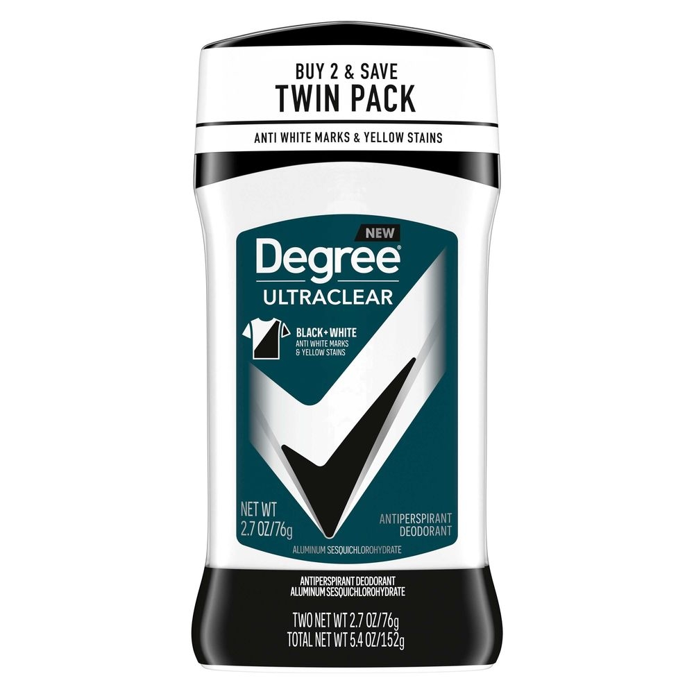 Degree Men UltraClear Black Plus White Antiperspirant Deodorant - Twin Pack, 5.4 Ounce -- 6 per case