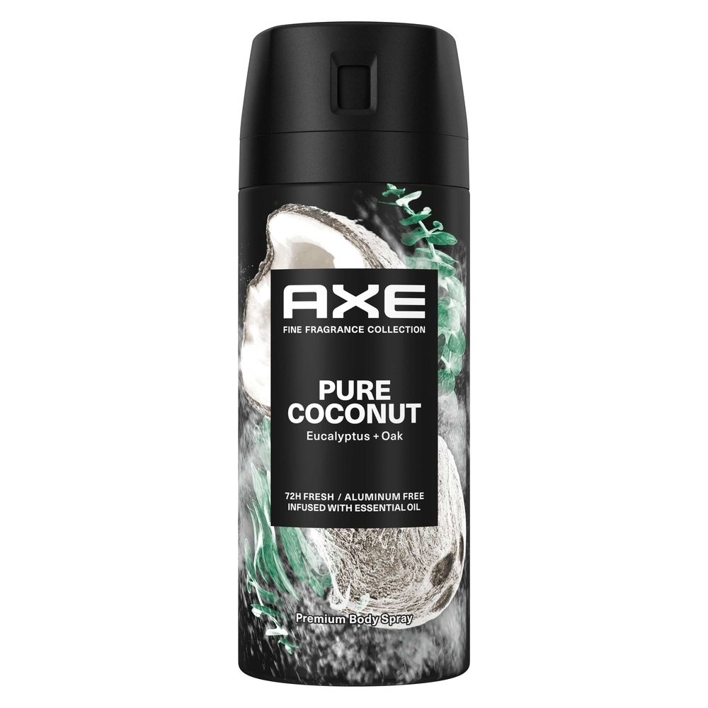 Axe Fine Fragrance Collection Pure Coconut Deodorant Body Spray for Men, 4 Ounce -- 12 per case