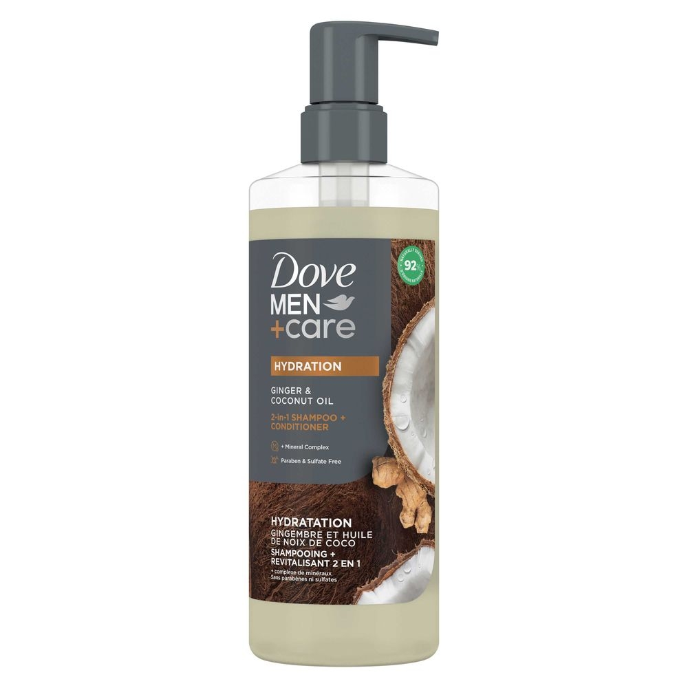 Dove Men Plus Care Ginger and Coconut Oil 2-in-1 Shampoo Plus Conditioner, 17.5 Ounce -- 4 per case
