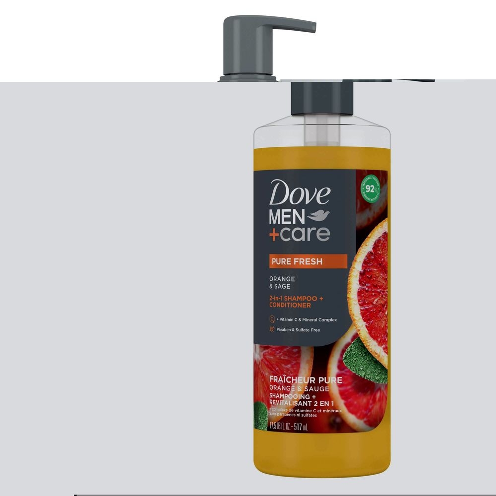 Dove Men Plus Care Pure Fresh Orange and Sage 2-in-1 Shampoo and Conditioner, 17.5 Ounce -- 4 per case