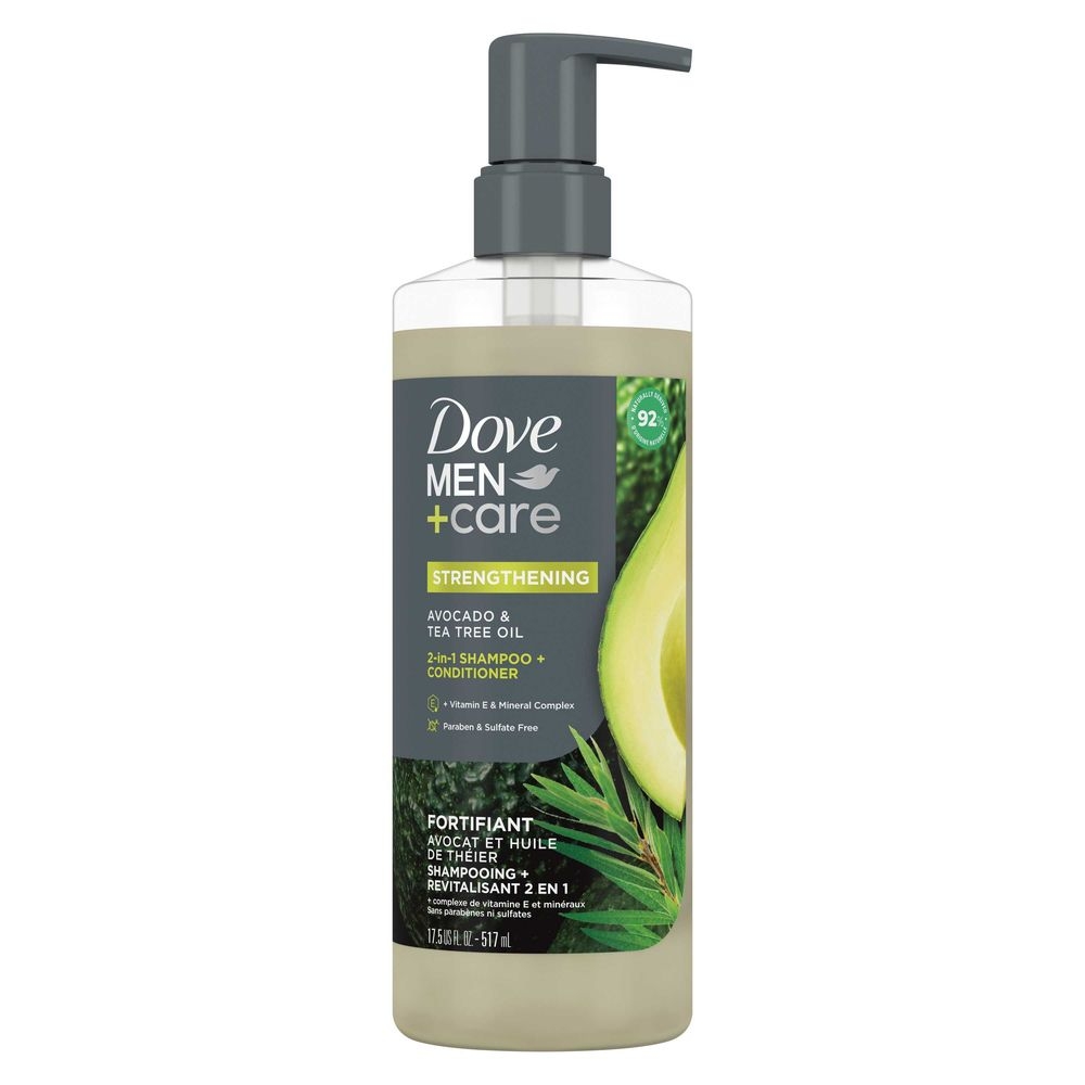 Dove Men Plus Care Avocado and Tea Tree Oil 2-in-1 Shampoo and Conditioner, 17.5 Ounce -- 4 per case