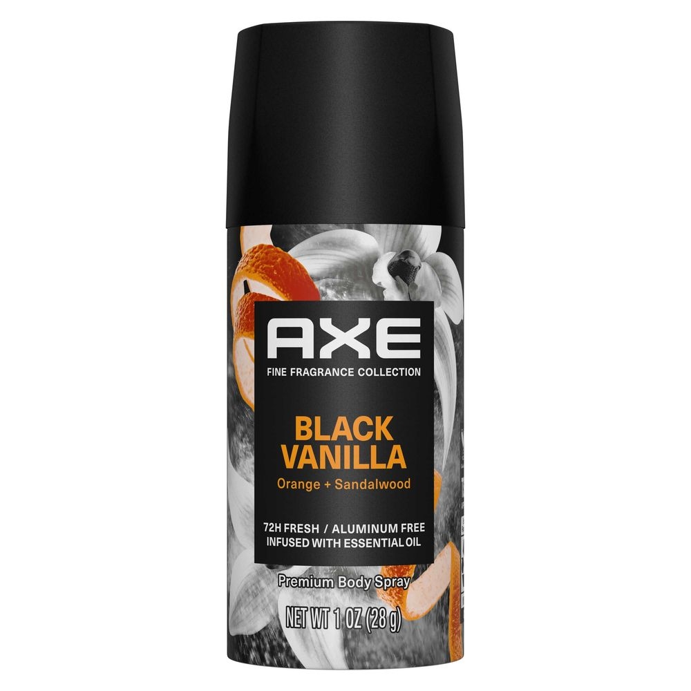 Axe Fine Fragrance Collection Black Vanilla with Orange Plus Sandalwood Premium Body Spray, 1 Ounce -- 32 per case