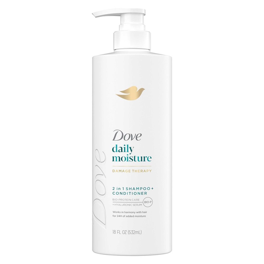 Dove Damage Therapy Daily Moisture 2 in 1 Shampoo and Conditioner, 18 Fluid Ounce -- 4 per case