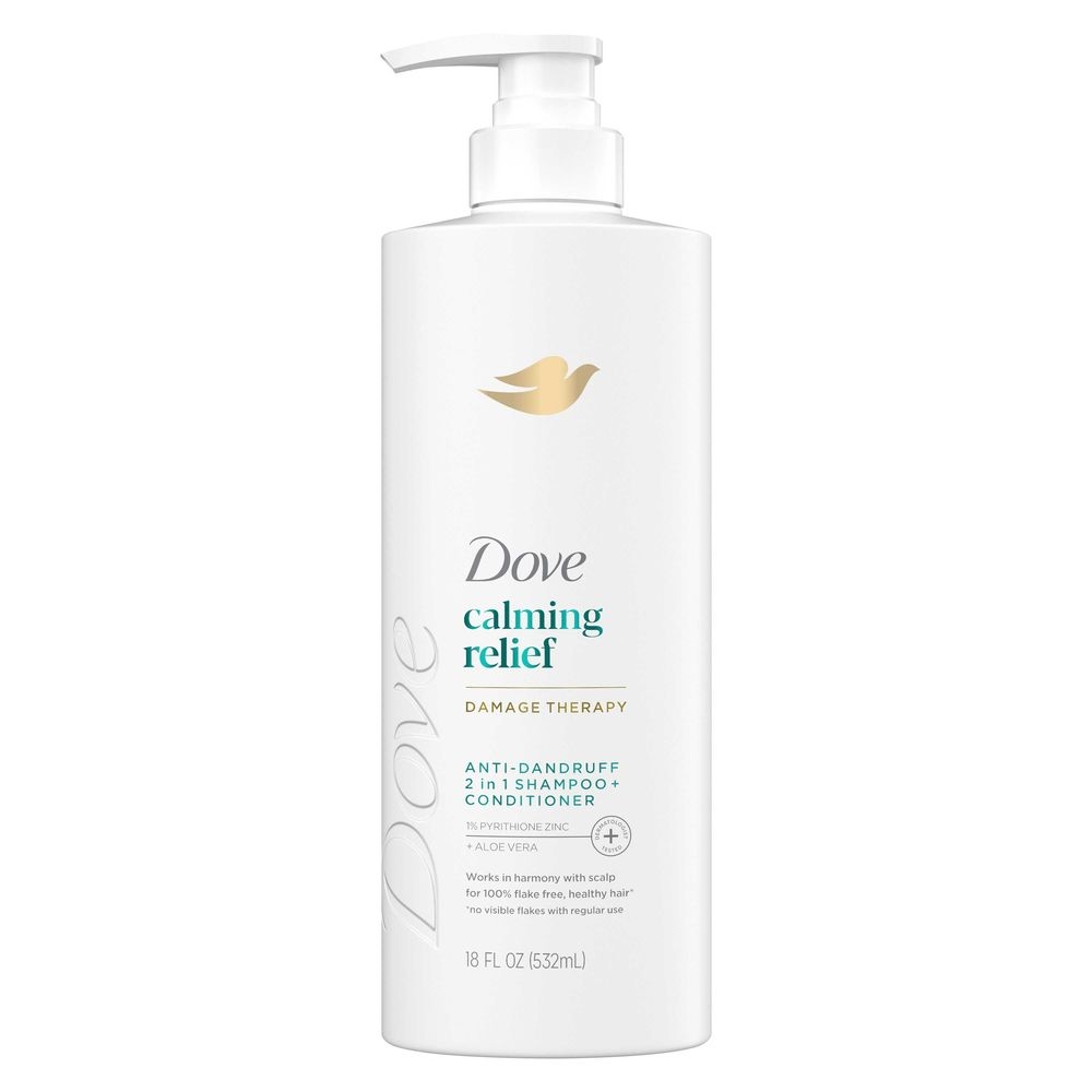 Dove Damage Therapy Calming Relief 2 in 1 Anti-Dandruff Shampoo and Conditioner, 18 Fluid Ounce -- 4 per case