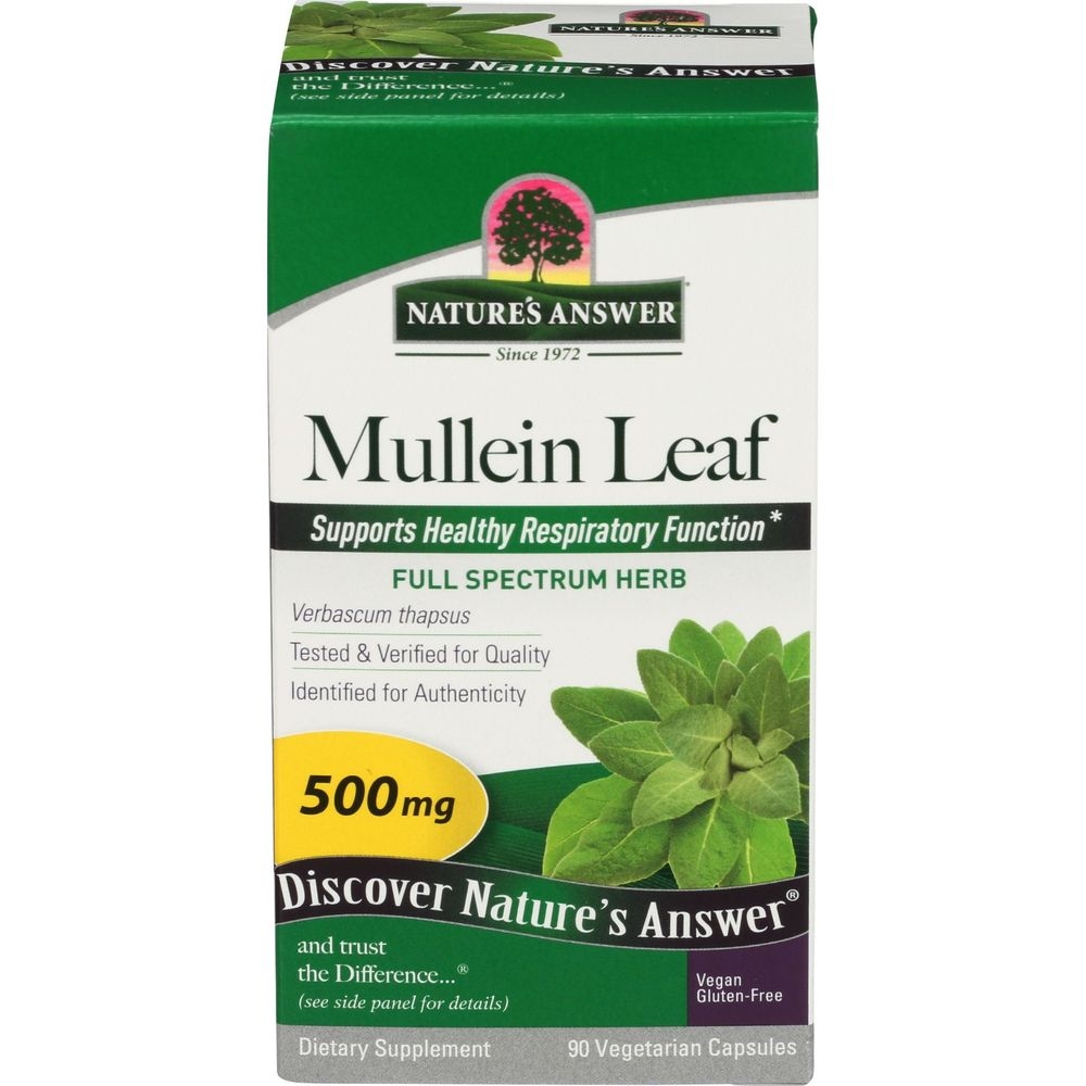 Natures Answer Mullein Leaf 500 mg Vegetarian Capsules, 90 count