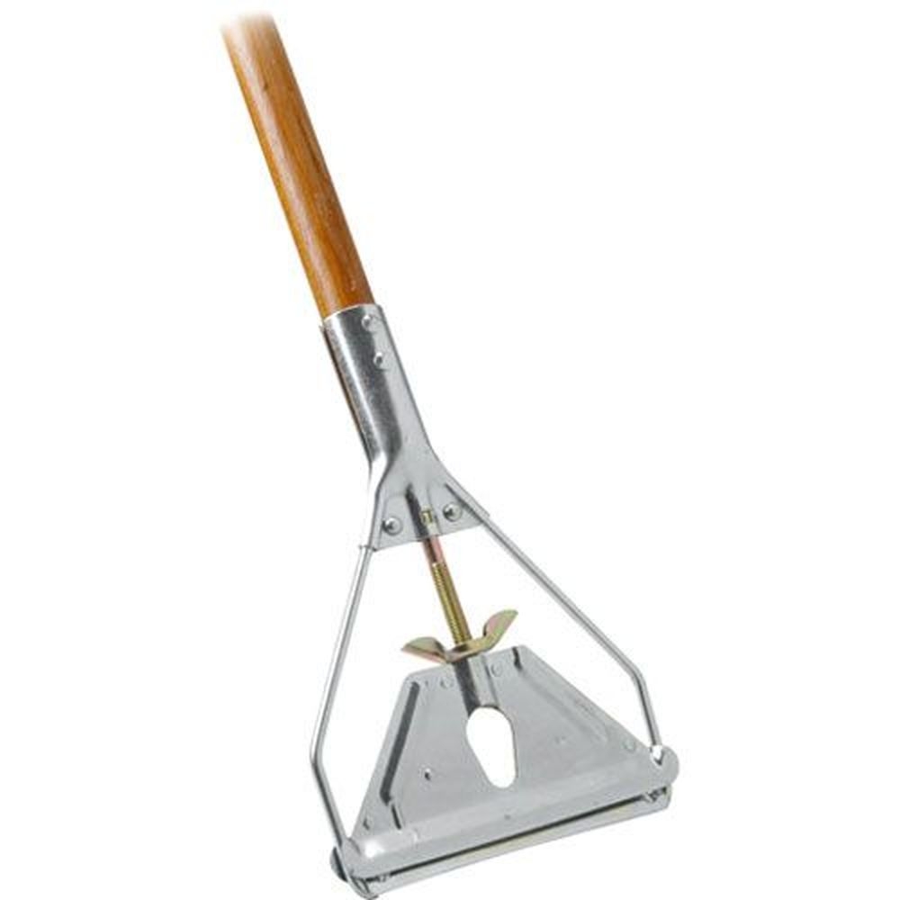 Carlisle 4034000 Wood Mop Handle with Tan Metal Head, 63 inch Length