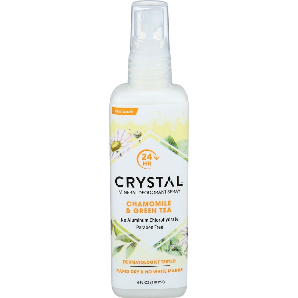 Crystal Body Deodorant Chamomile and Green Tea Mineral Deodorant Spray, 4 Ounce