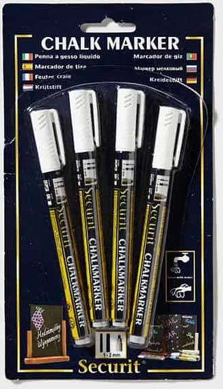 American Metalcraft Securit Original White Mini Tip Chalk Marker -- 4 per case
