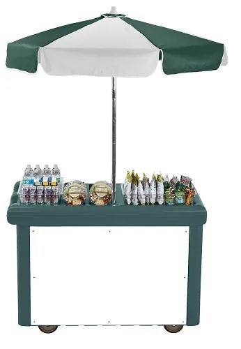Camcruiser Small Vending Cart, Granite Green, 55 3/16 x 31 1/2 x 93 1/2 inch.