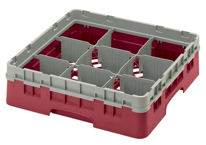 Camrack Full Size 25 Compartment Glass Rack with Two Extender, Cranberry, 6 1/8 inch -- 4 per case.